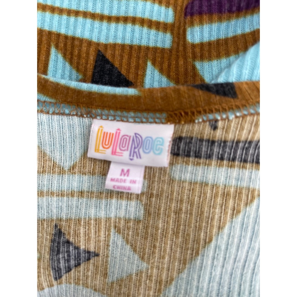 LuLaRoe Joy Vest Womens Medium Mustard Yellow Geometric Ribbed Longline Duster - Picture 5 of 8